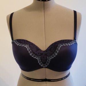 NWOT Dark blue with lace overlay strapless bra